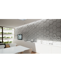 VT - PB01D (S50 szary jasny - mysi) HEKSAGON - panel dekor 3D beton architektoniczny