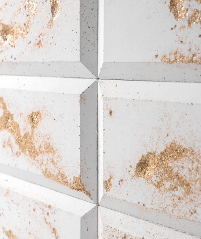 DS Choco (biały - złote kruszywo) - beton architektoniczny panel 3D