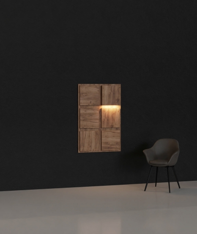 BLOOKi - dąb szlachetny, panel 3D na ścianę z oświetleniem