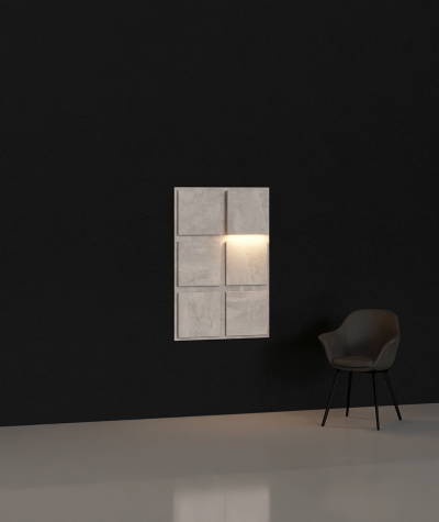 BLOOKi - beton naturalny, panel 3D na ścianę z oświetleniem
