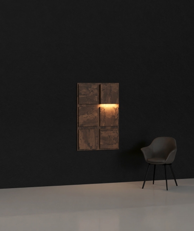 BLOOKi - beton rdzawy, panel 3D na ścianę z oświetleniem